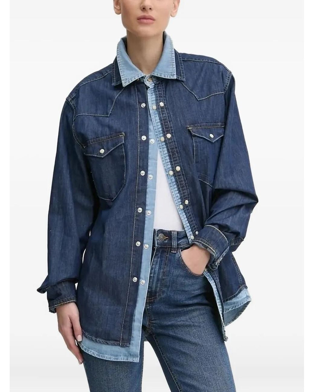 Desigual Blue Western-Style Denim Shirt for men