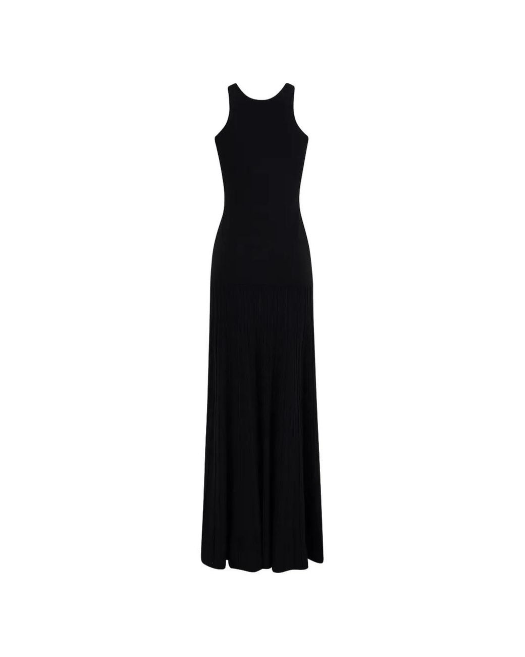 CAYET Black Elle Ribbed-Knit Maxi Dress
