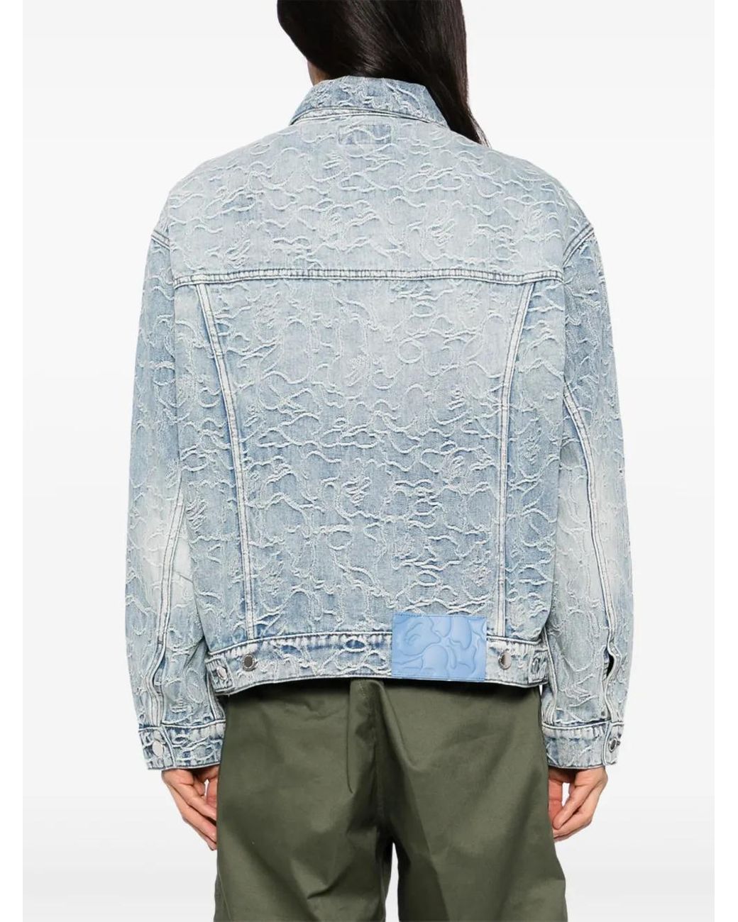 A Bathing Ape Blue Logo-Embroidered Denim Jacket for men