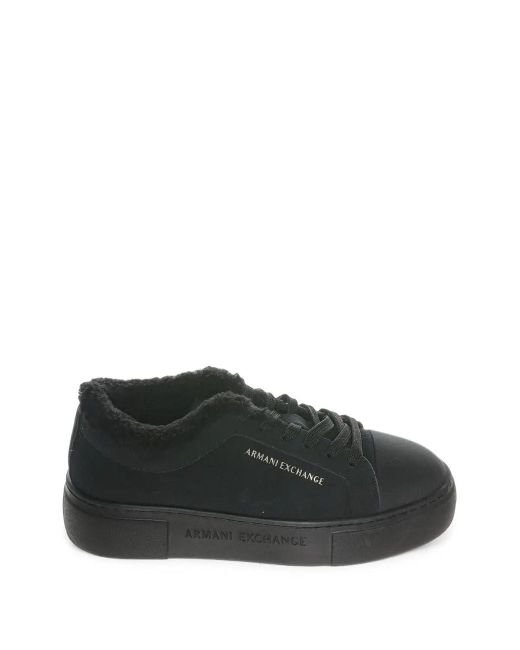 ARMANI EXCHANGE Black Logo-Print Low-Top Sneakers