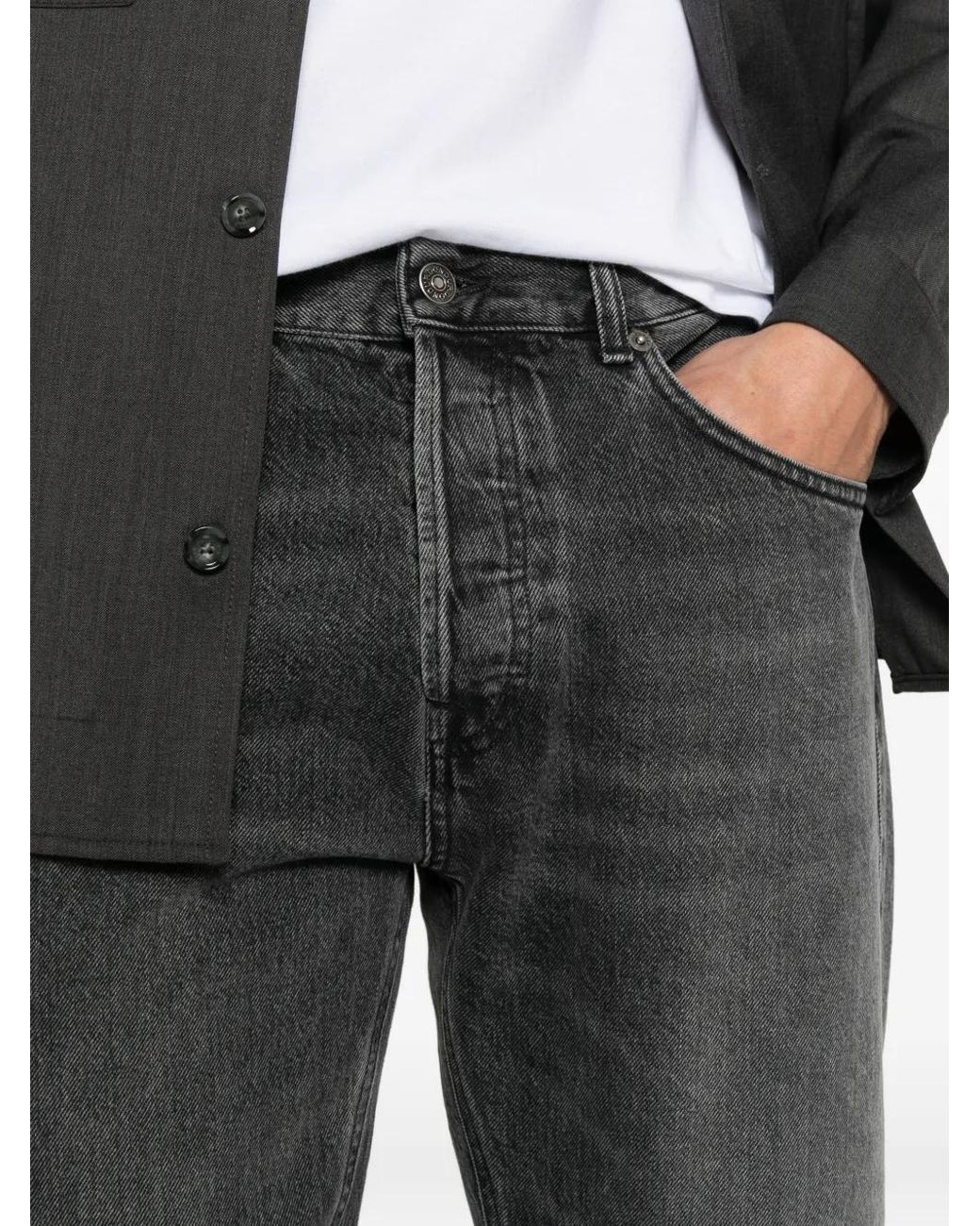 Dondup Gray Faded Straight-Leg Jeans for men