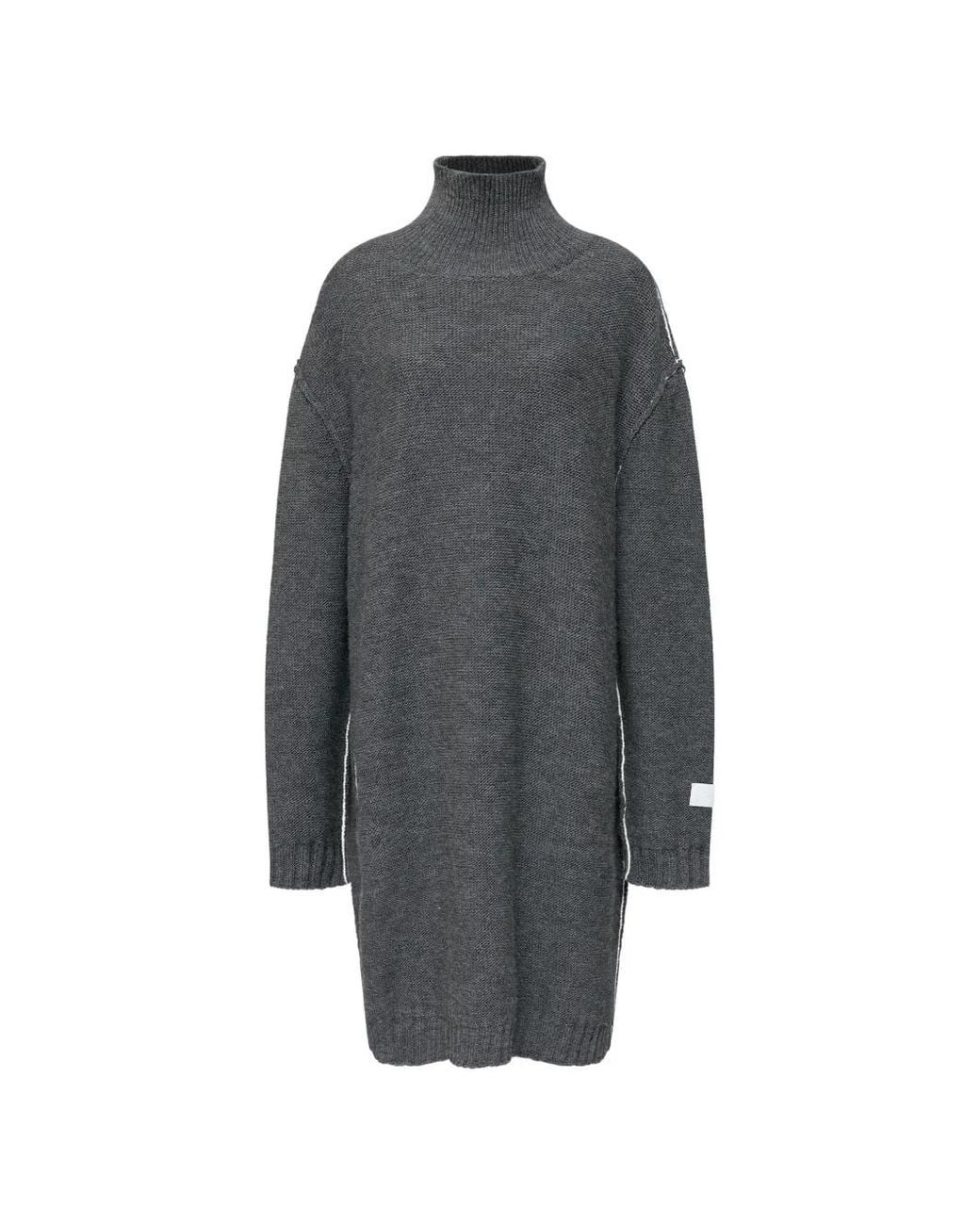 MM6 by Maison Margiela Gray High-Neck Knitted Midi Dress