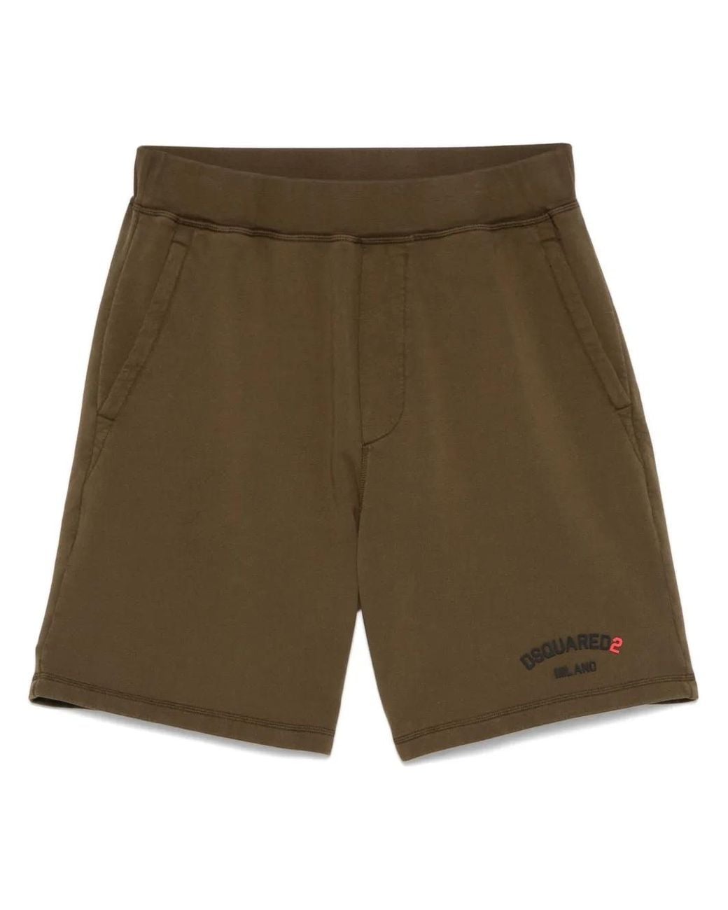 DSquared² Green Relaxed Fit Cotton Shorts With Subtle Branding for men