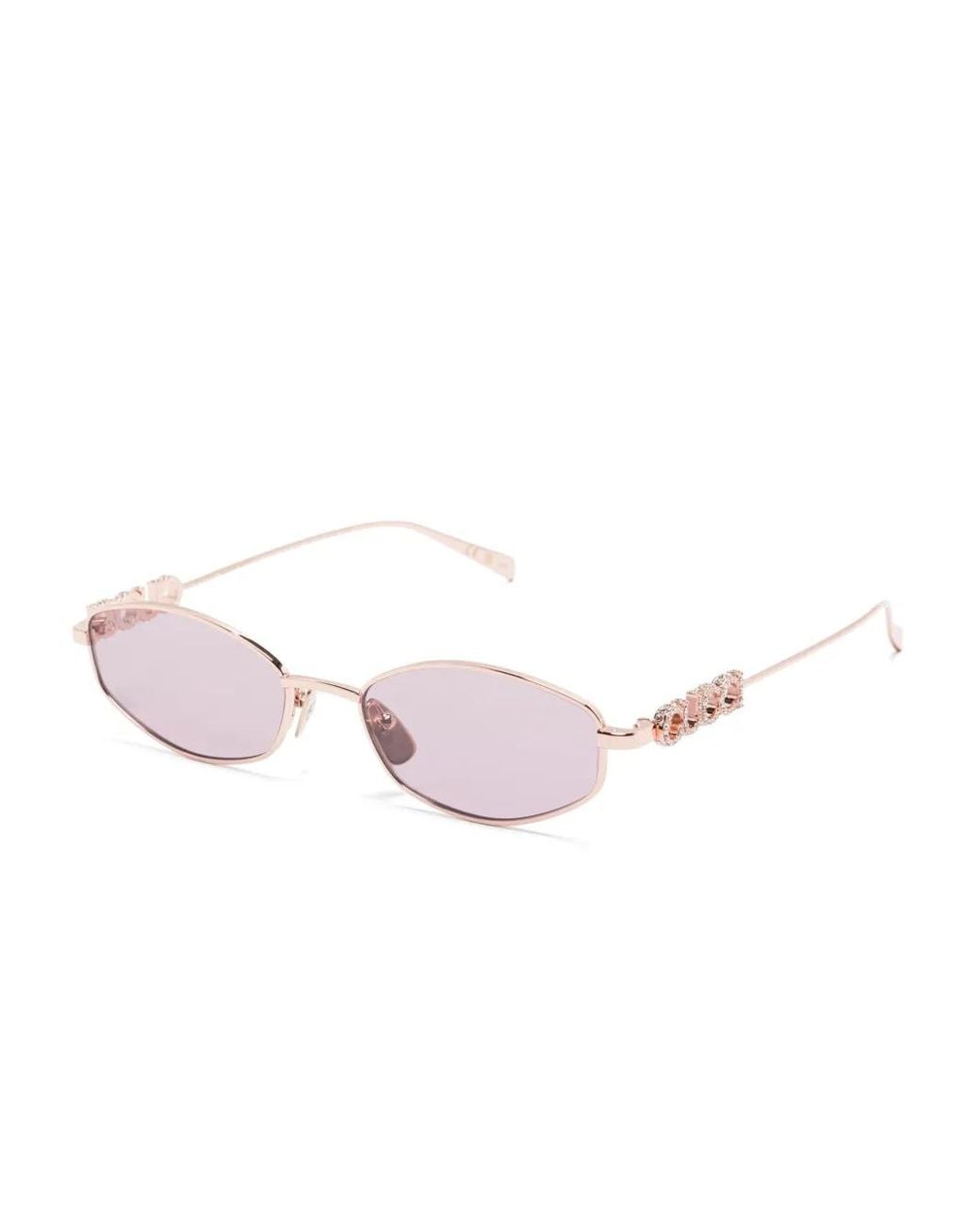Gucci Pink Crystal-Embellished Geometric-Frame Sunglasses