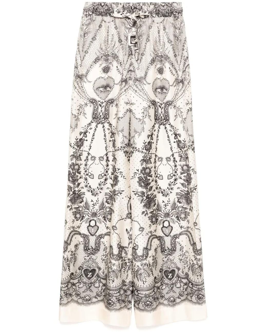 Zimmermann White Crush Silk Trousers