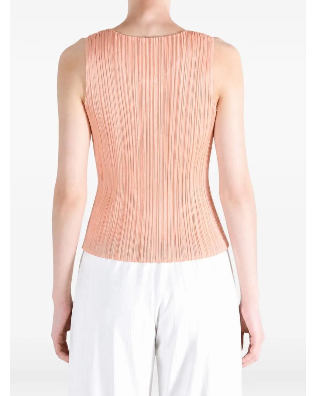 Pleats Please Issey Miyake Pink Monthly Colors July Pleated Sleeveless Top