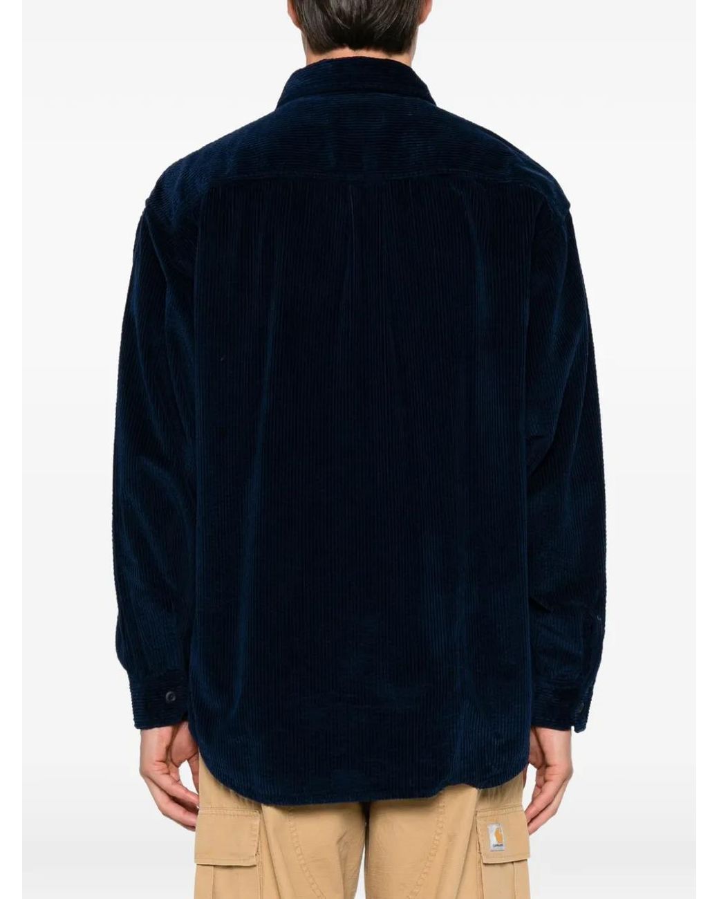 Carhartt Blue Loyde Corduroy Logo-Patch Shirt for men