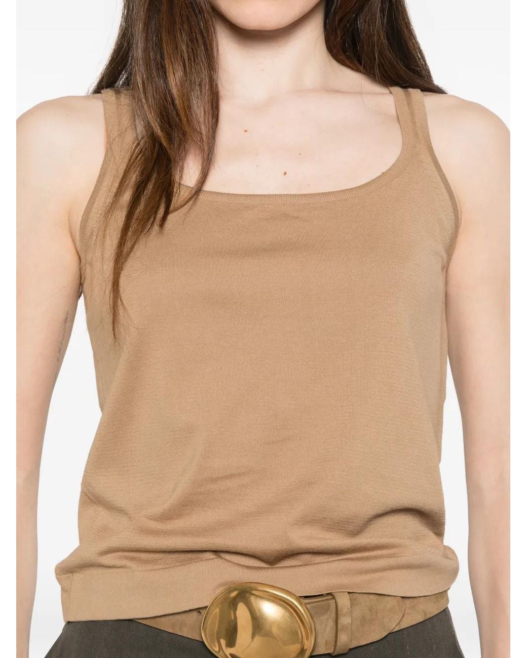 Max Mara Natural Pumano Tank Top With Wide Neck