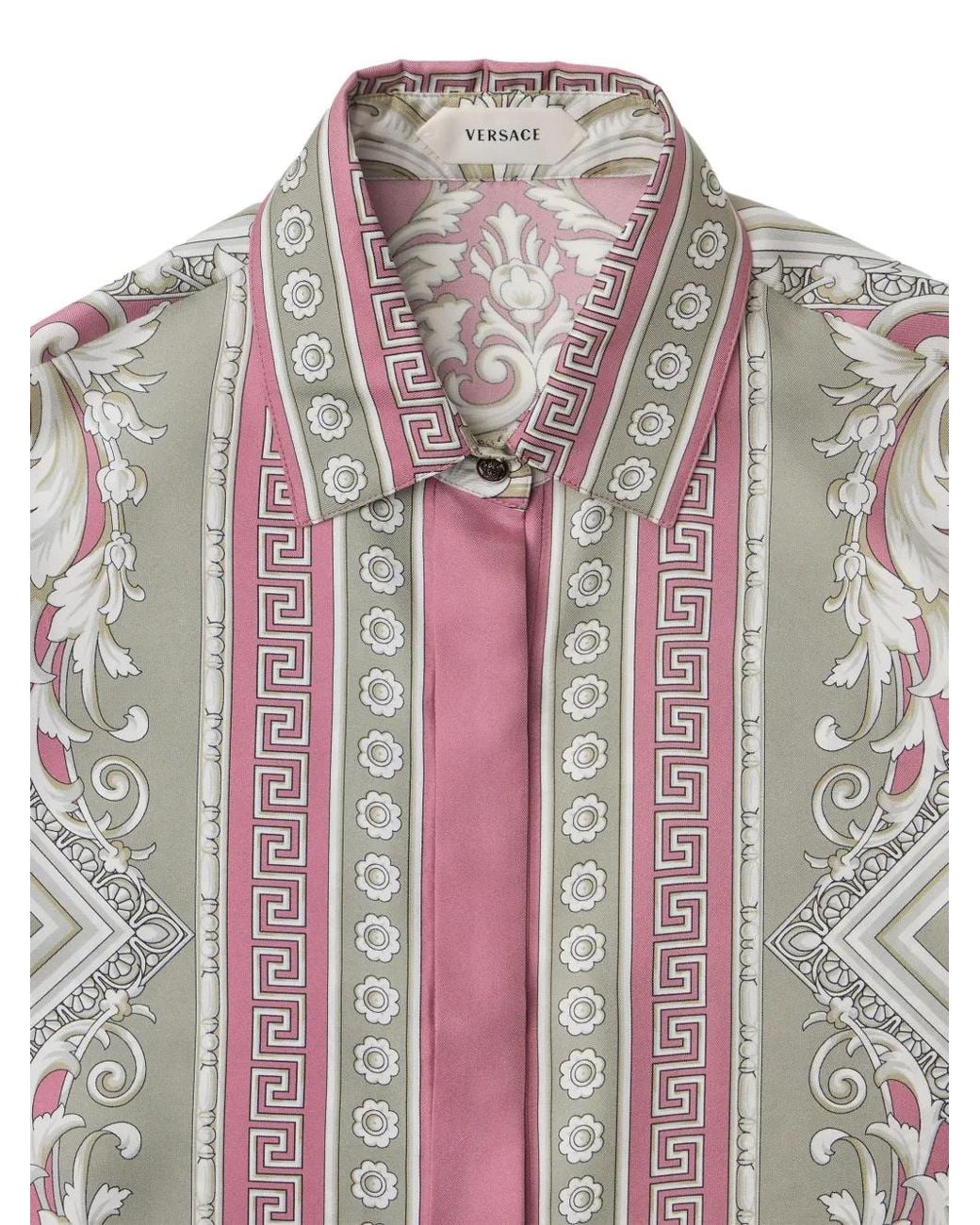 Versace Gray Printed Silk Twill Shirt
