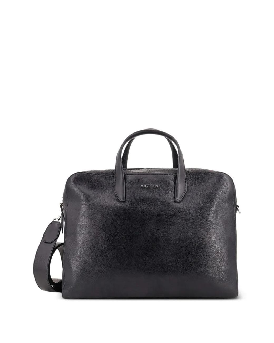 Orciani Black Pebbled-Leather Laptop Bag for men