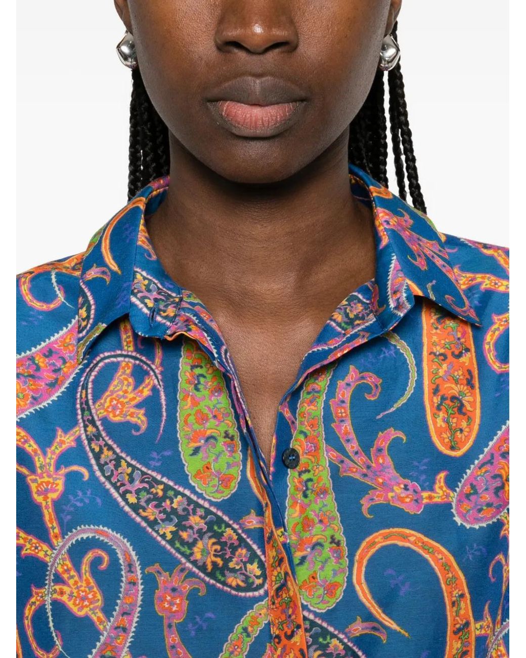 Etro Blue Paisley-Print Shirt
