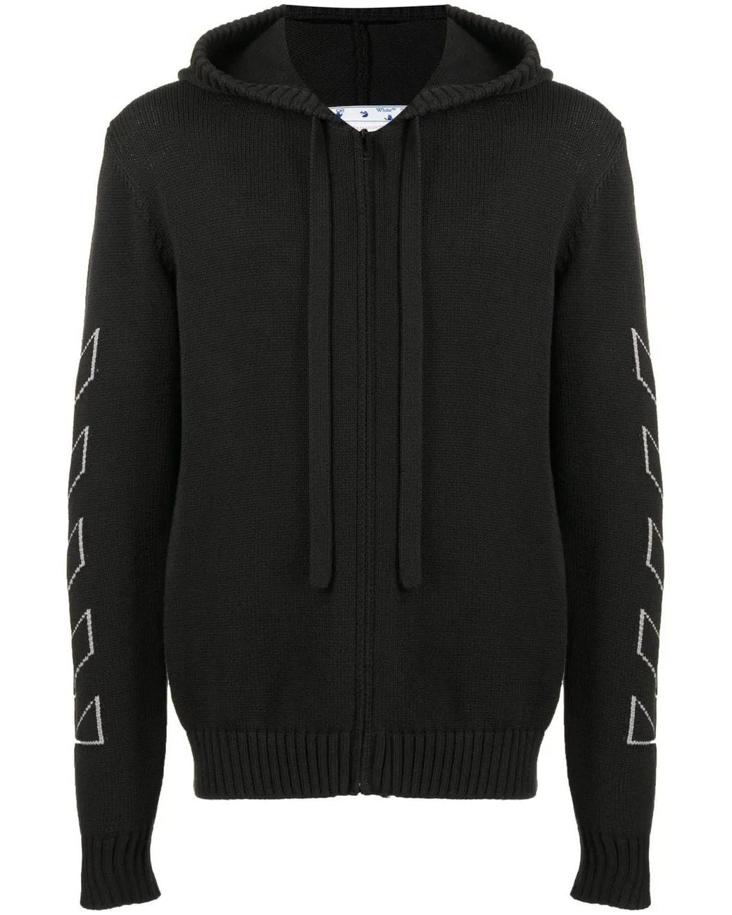 Off-White c/o Virgil Abloh Black Diag Outline Knitted Zip-Up Hoodie for men