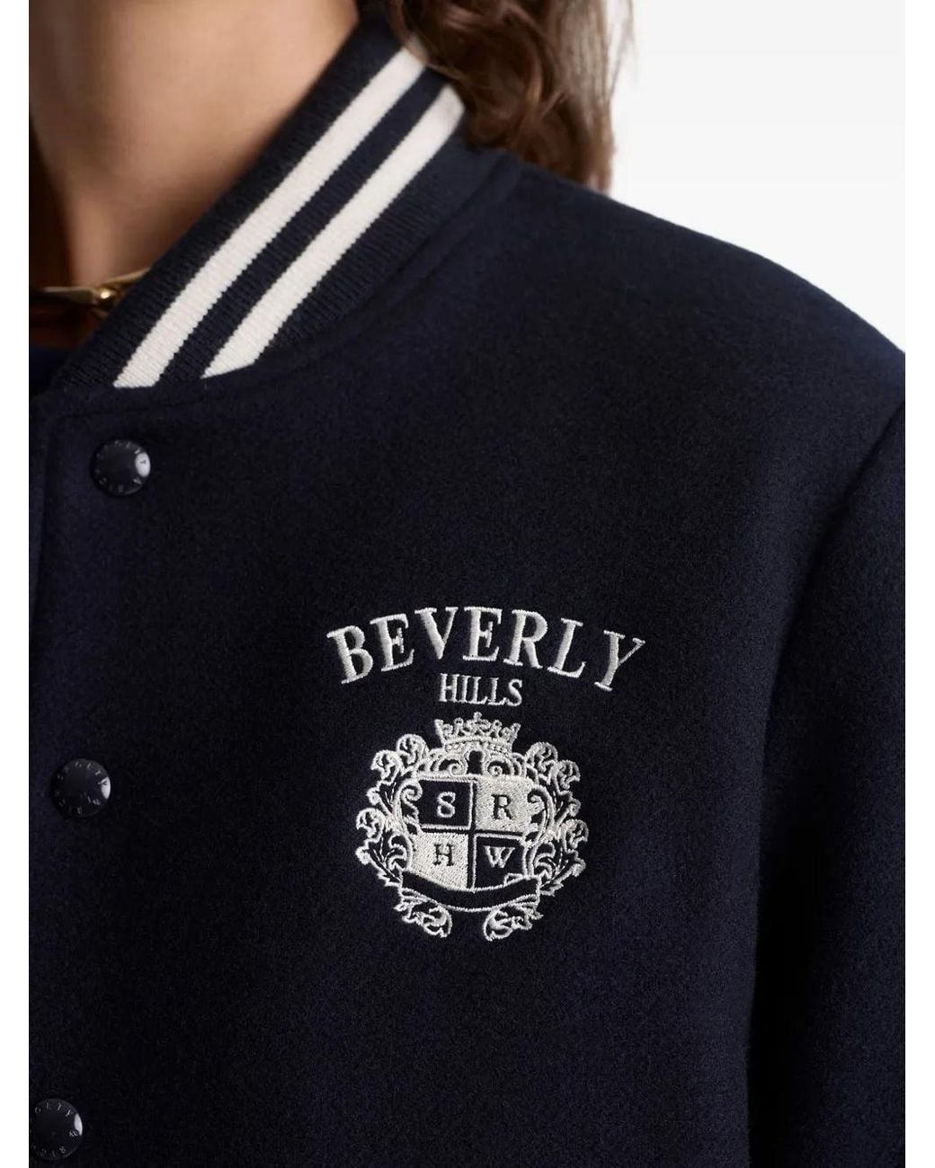 Sporty & Rich Blue Striped Embroidered Jacket