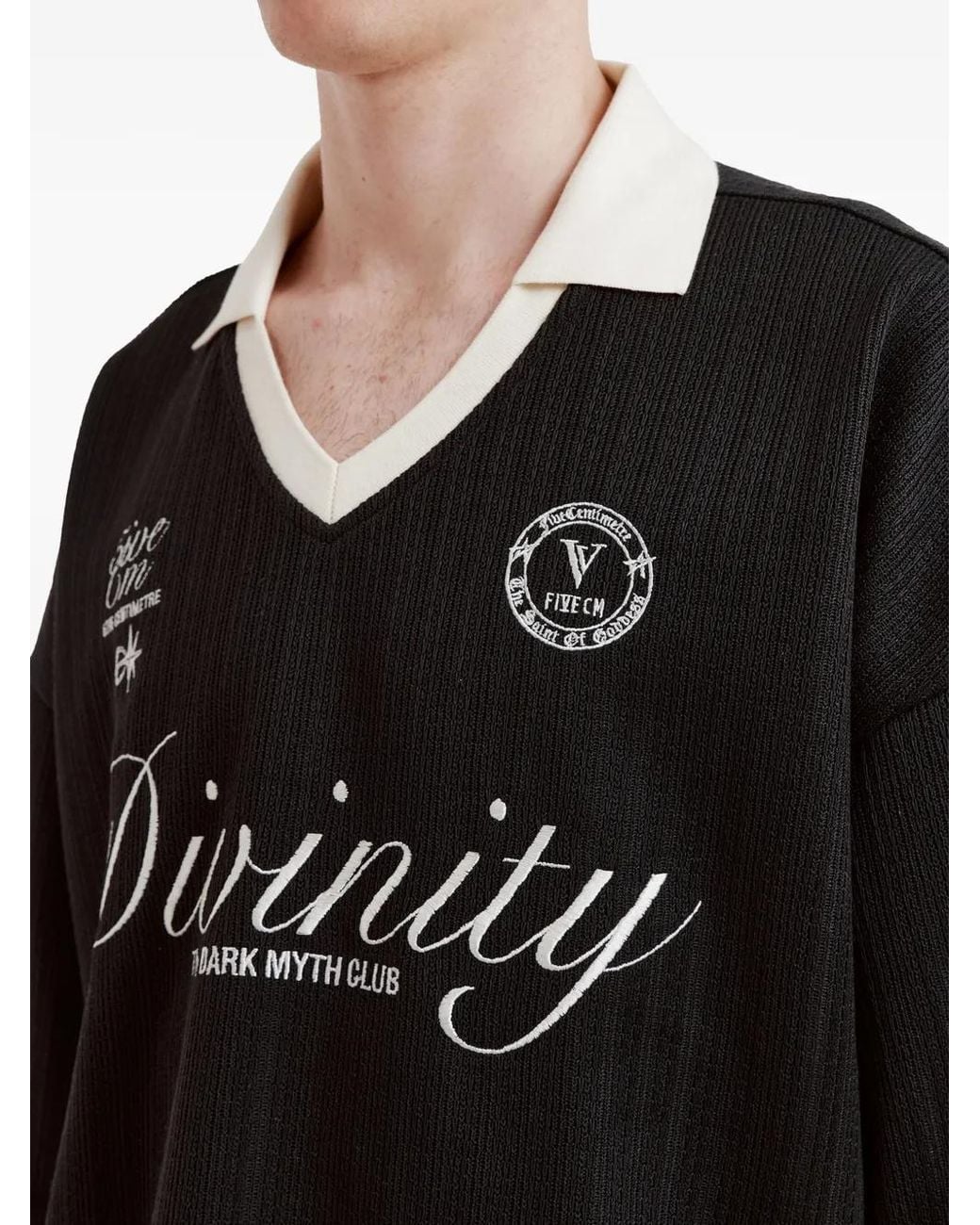 FIVE CM Black V-Neck Short-Sleeve T-Shirt for men