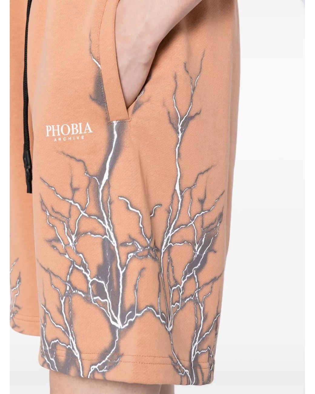 Phobia Orange Short En Coton À Imprimé Graphique Lightning for men