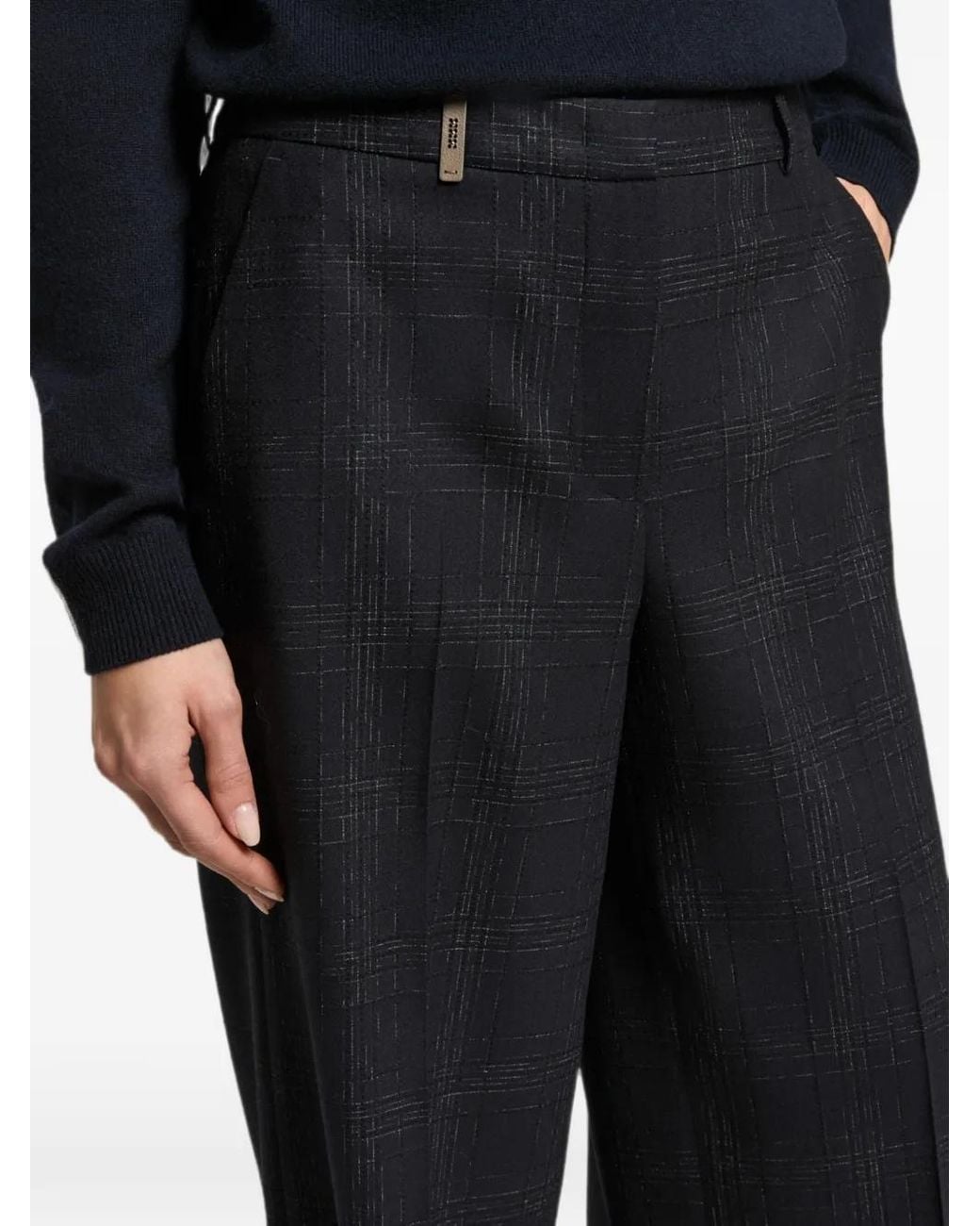 Peserico Black Lurex Wool Flannel Pants