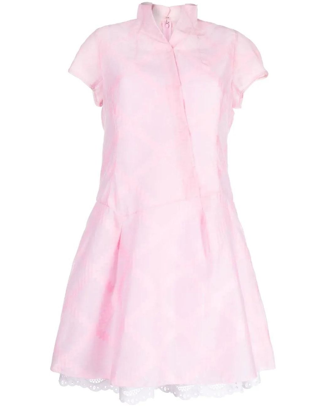 Shiatzy Chen Pink Lace-Underlay Cotton Dress