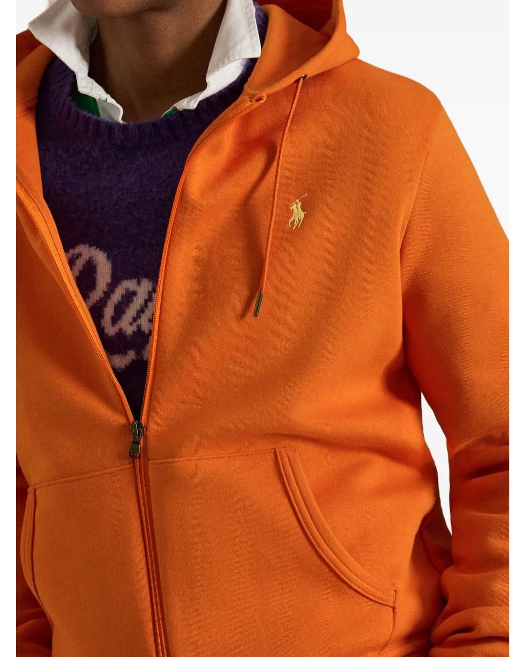 Polo Ralph Lauren Orange Hoodie À Logo Brodé for men