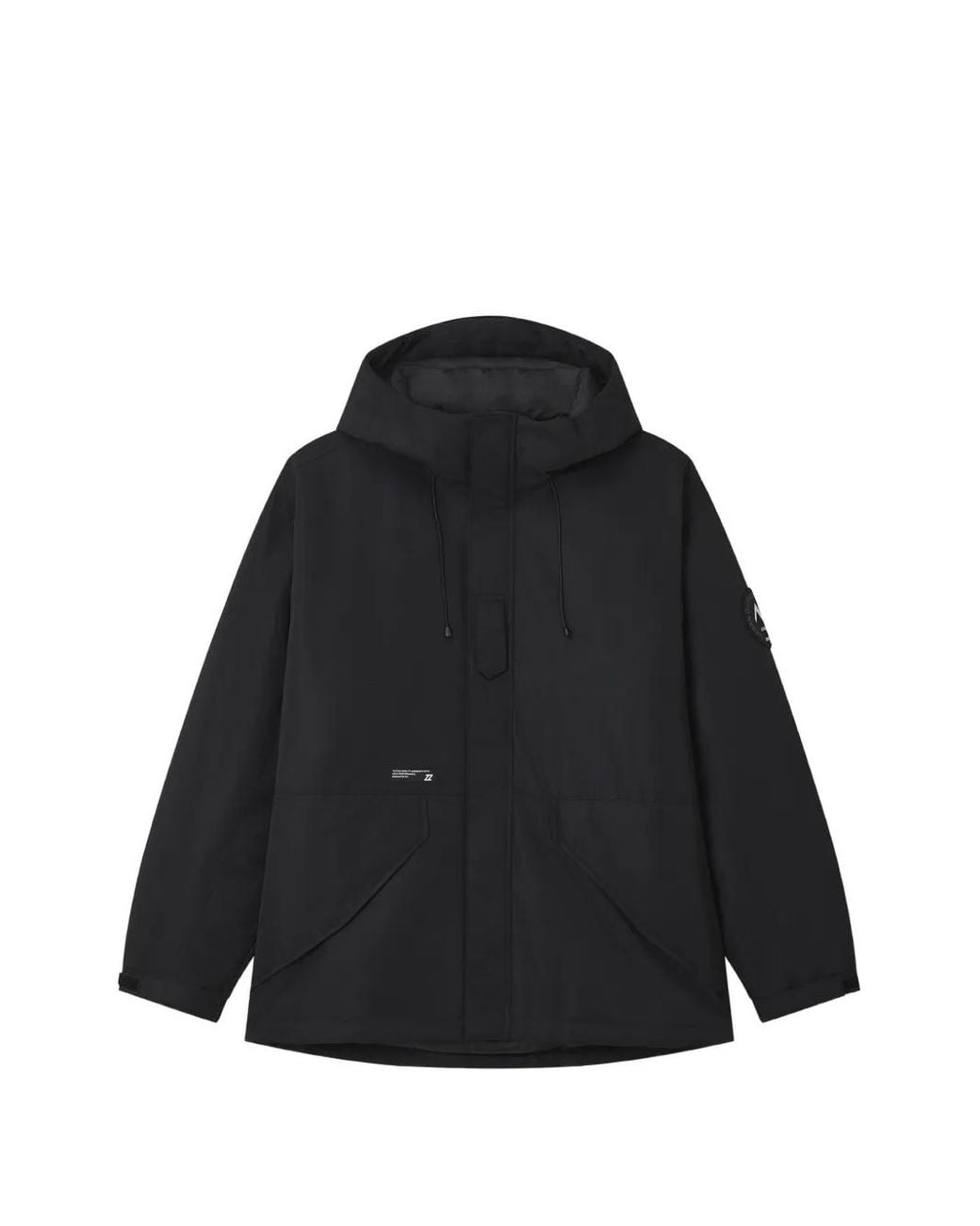 Izzue Black Hooded Logo-Patch Jacket for men
