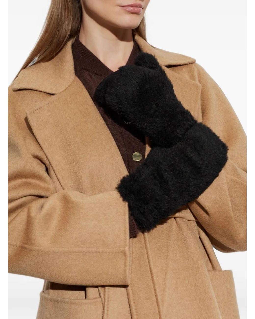 Max Mara Black Ombrato Mittens
