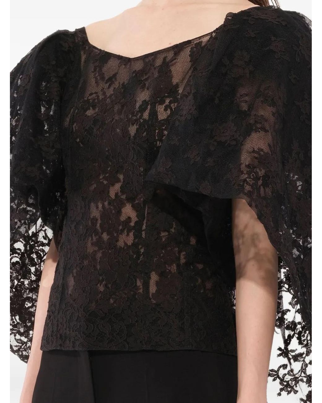 Givenchy Black Lace Cape T-Shirt