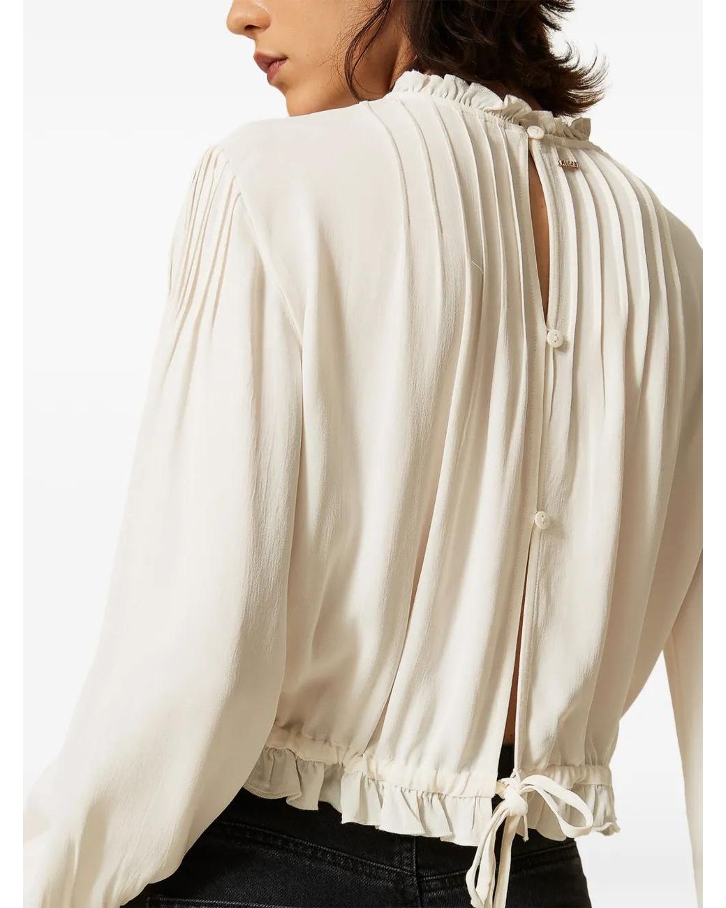 Twinset White Crêpe Blouse With Floral Embroidery