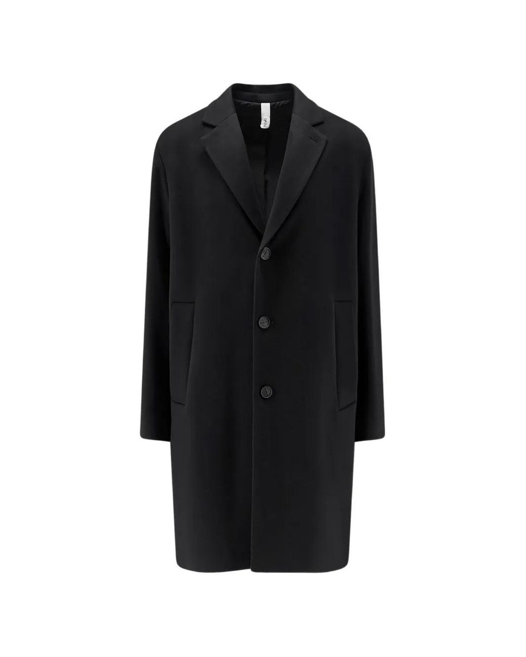 Hevò Black Cassano Single-Breasted Notched-Lapel Coat for men