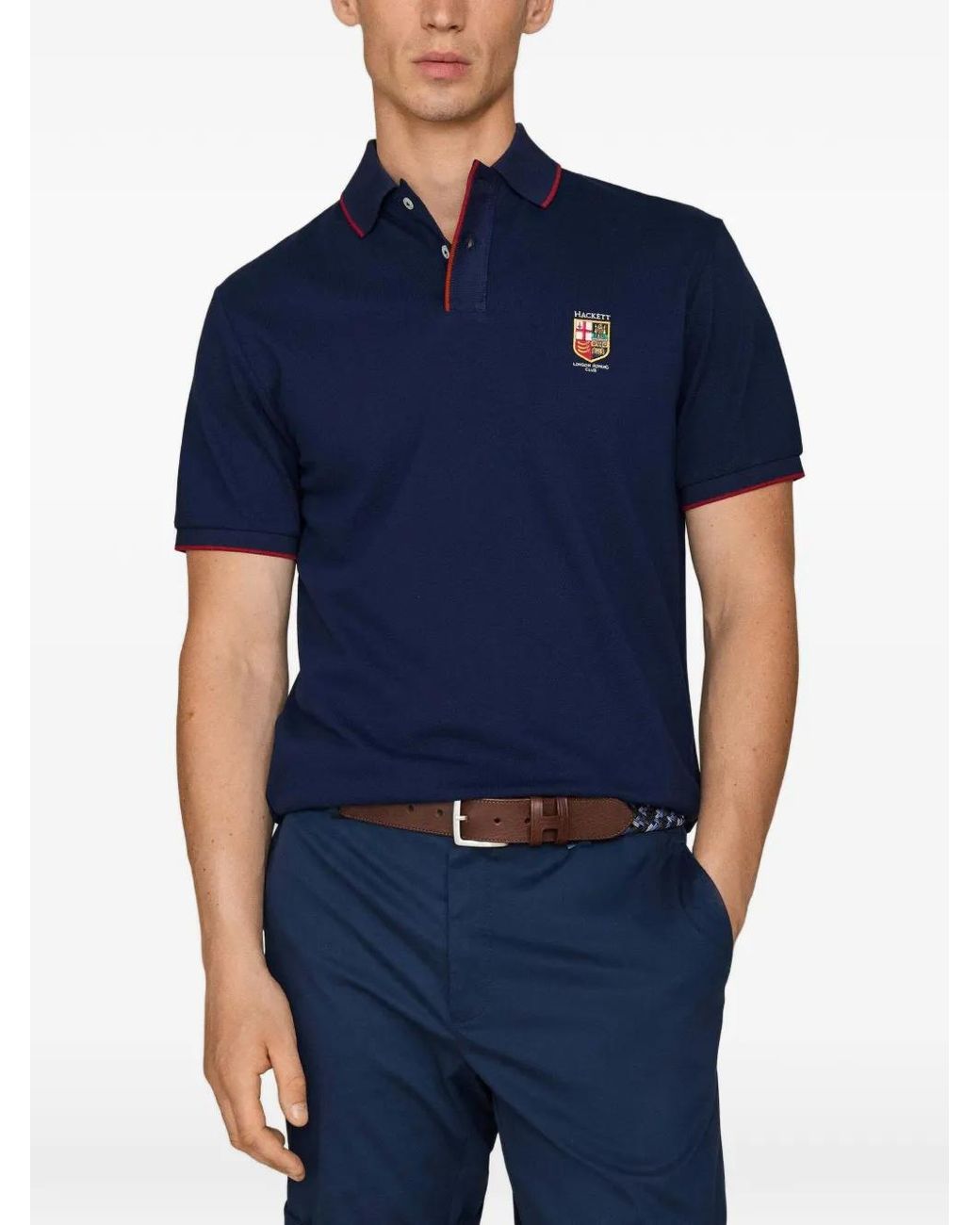 Hackett Blue Heritage Lrc Embroidered-Crest Polo Shirt for men