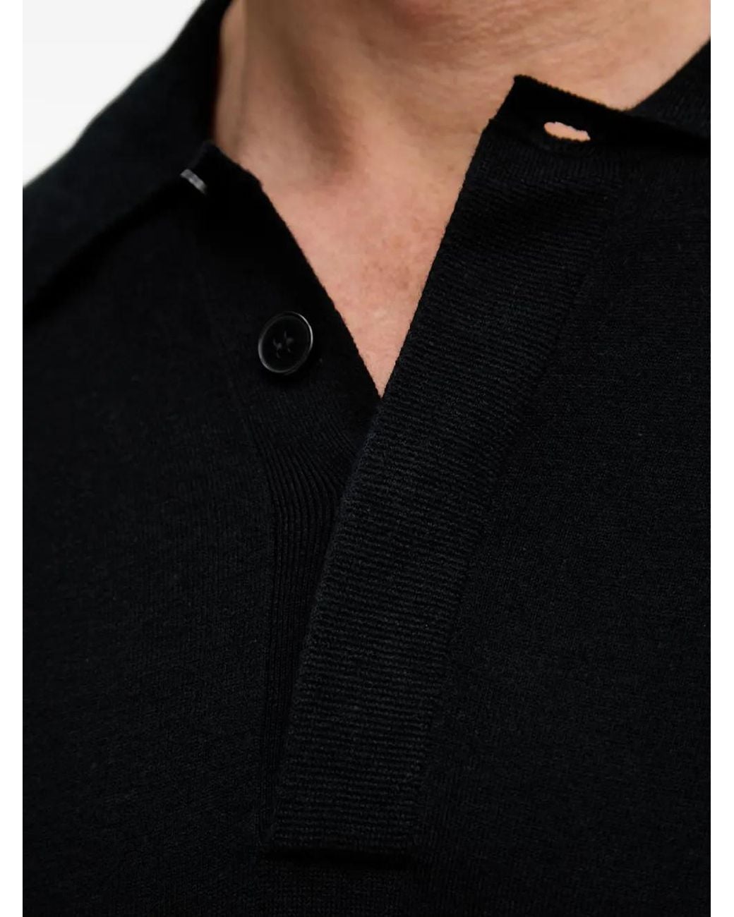 Sisley Black Long-Sleeve Polo Sweater for men
