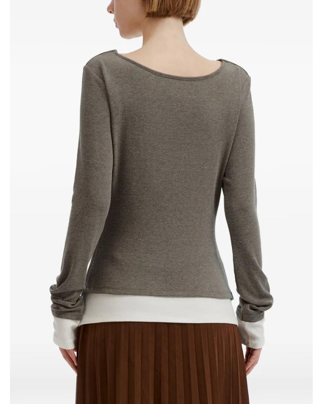 B+ AB Gray Cowl-Neck Layered T-Shirt