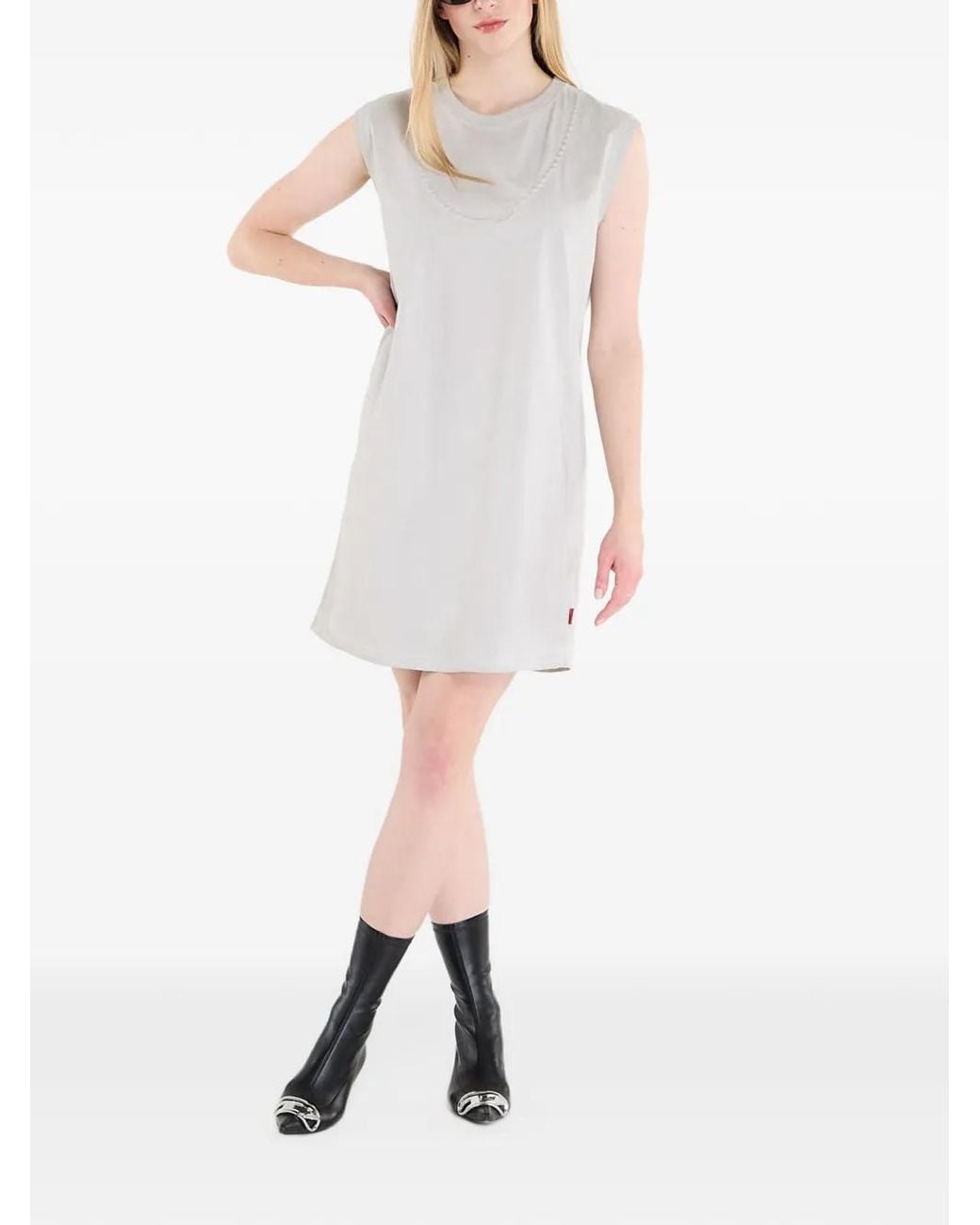 DIESEL White D-Emb Sleeveless Mini Dress