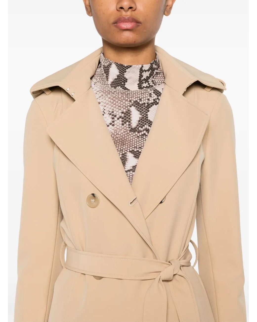 Patrizia Pepe Natural Double-Breasted Trench Coat
