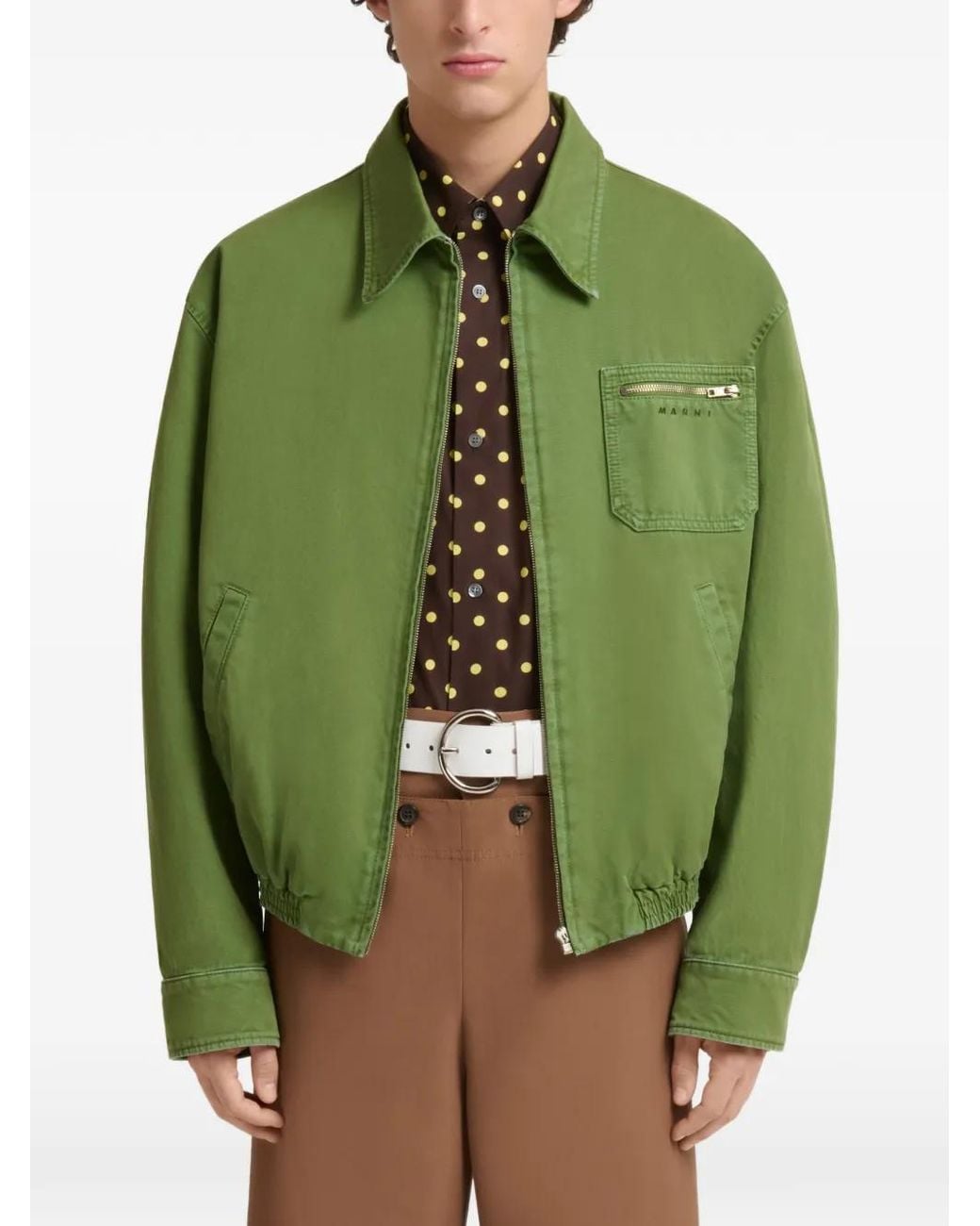 Marni Green Cotton Jacket With Zip Pocket for men