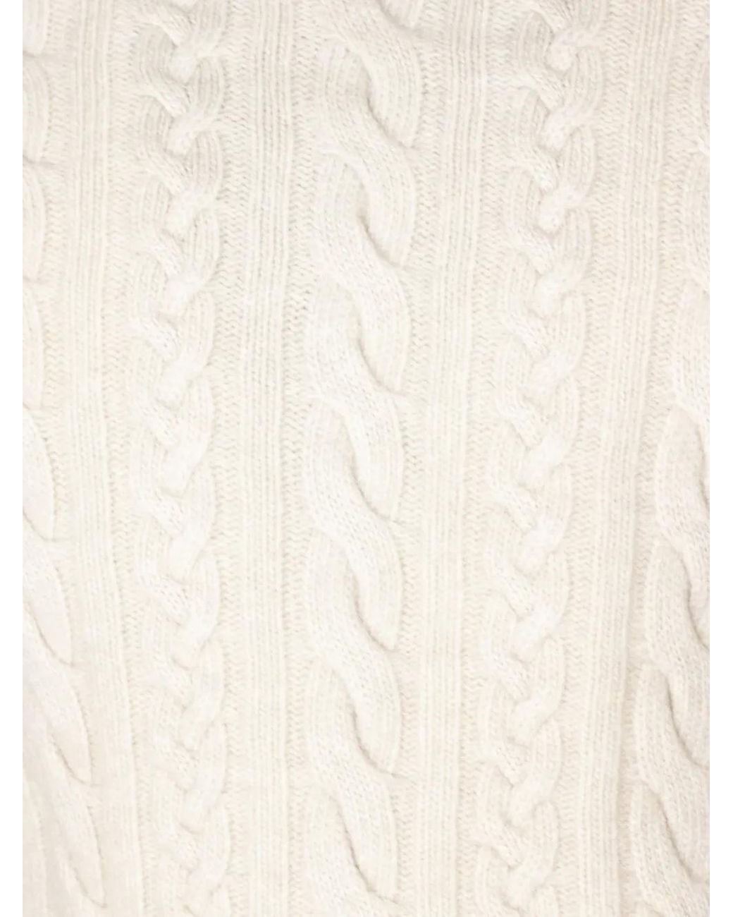 Fedeli White Cable-Knit Turtleneck Sweater for men