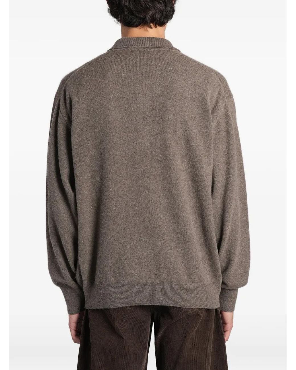 Ssstein Gray Long-Sleeved Polo Shirt for men