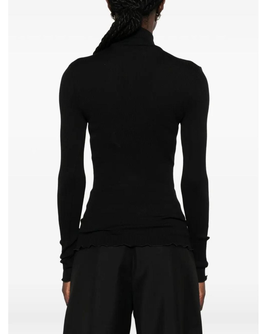 Prada Black Costina Ribbed-Knit High-Neck Wool Sweater