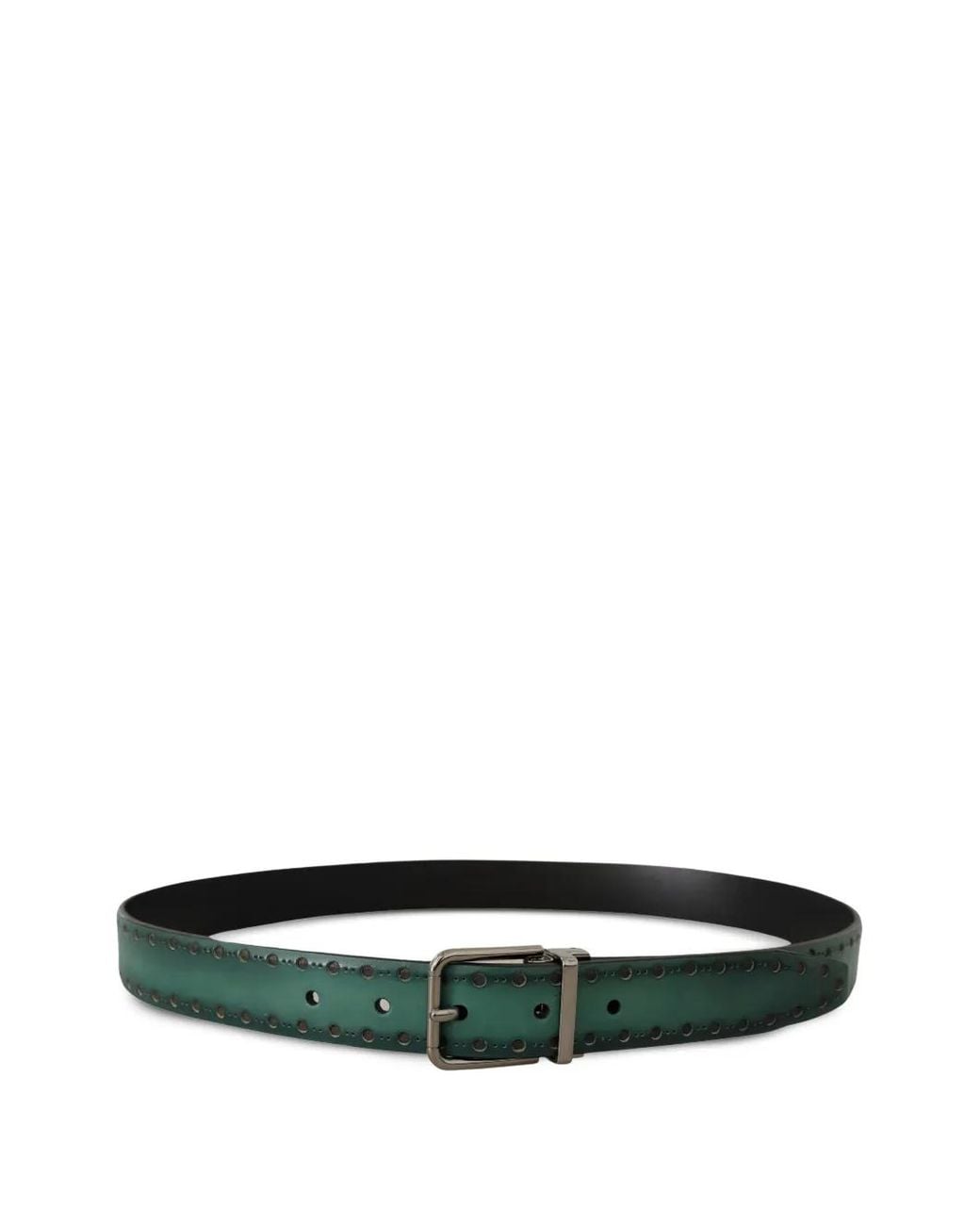 Dolce & Gabbana Green Giotto Studded Leather Belt for men