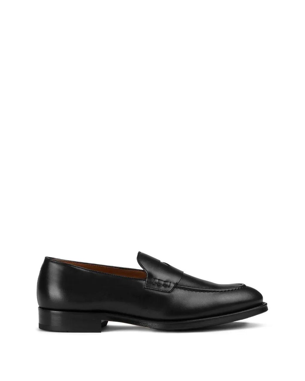 Doucal's Black Almond-Toe Penny Loafers for men