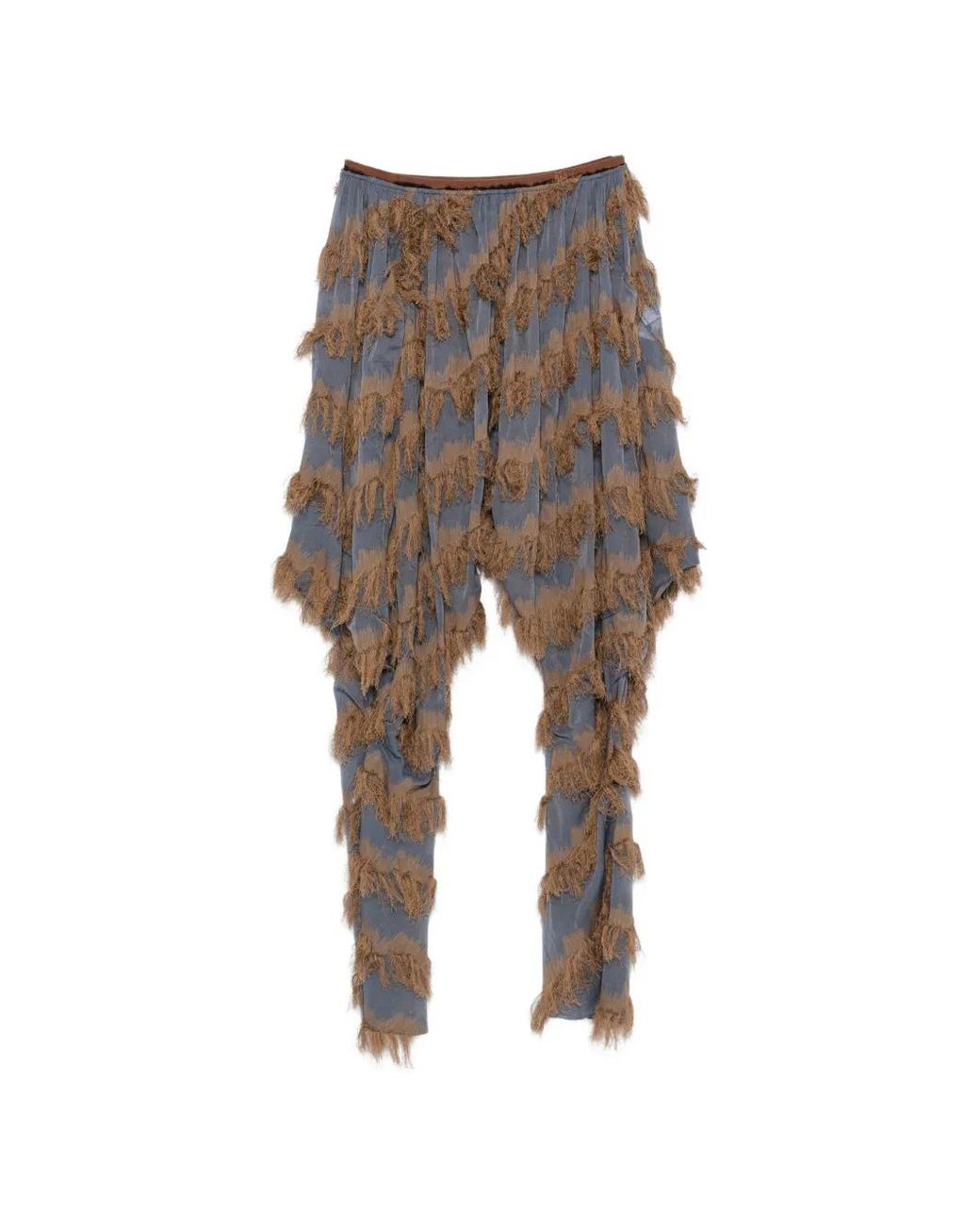 Kiko Kostadinov Gray Fringed Ikat-Pattern Trousers