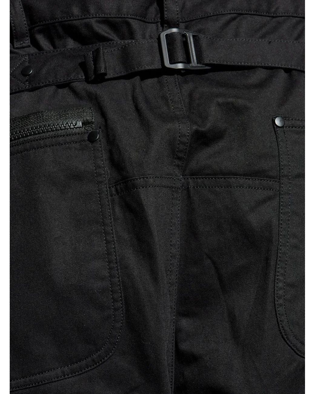 Y-3 Black Buckle-Fastening Panelled Trousers for men