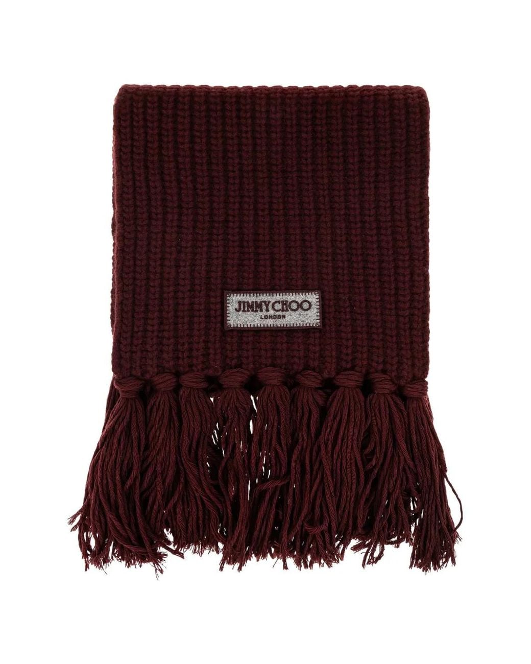 Jimmy Choo Purple Ribbed Fringed Scarf
