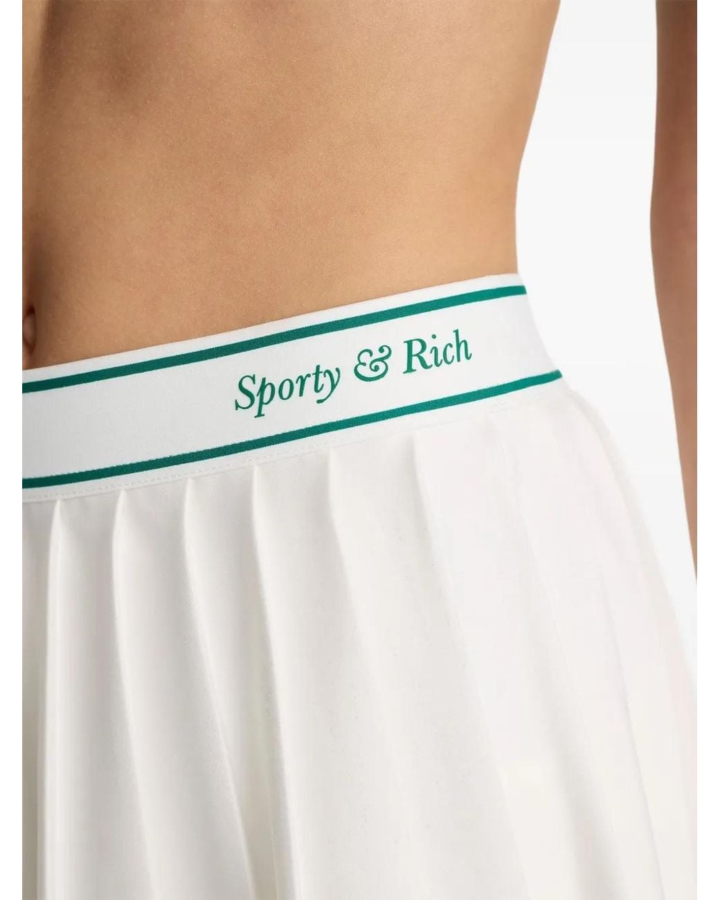Sporty & Rich White Pleated Stripe Mini Skirt