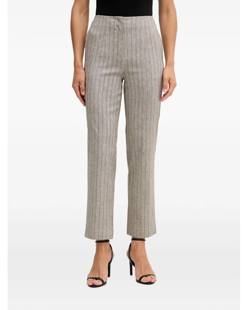 Sisley Gray Pantalon À Fines Rayures