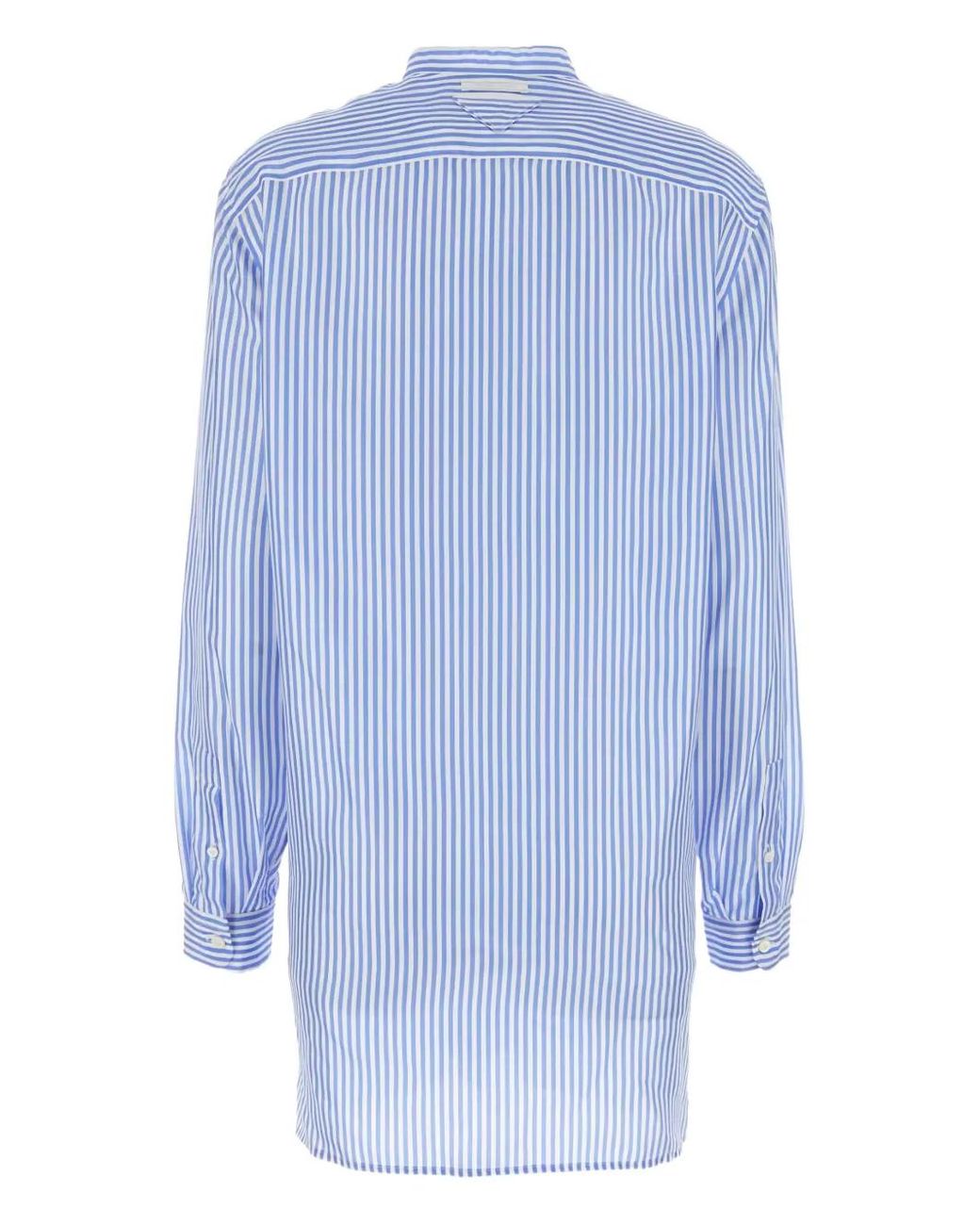 Prada Blue Striped Silk Shirt