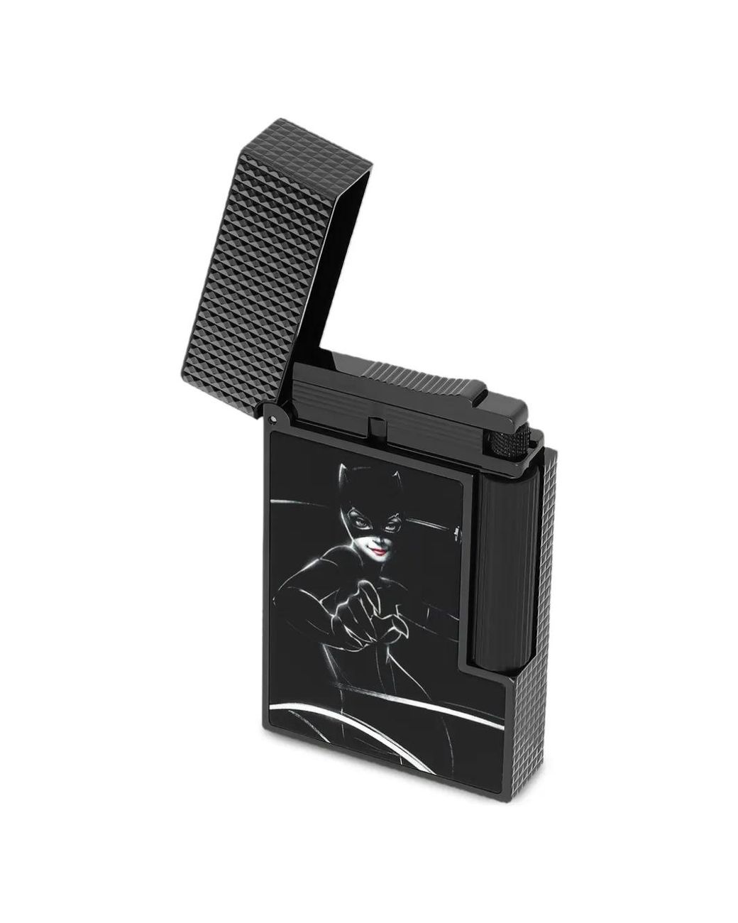 S T Dupont Black Catwoman Diamond-Pattern Lighter