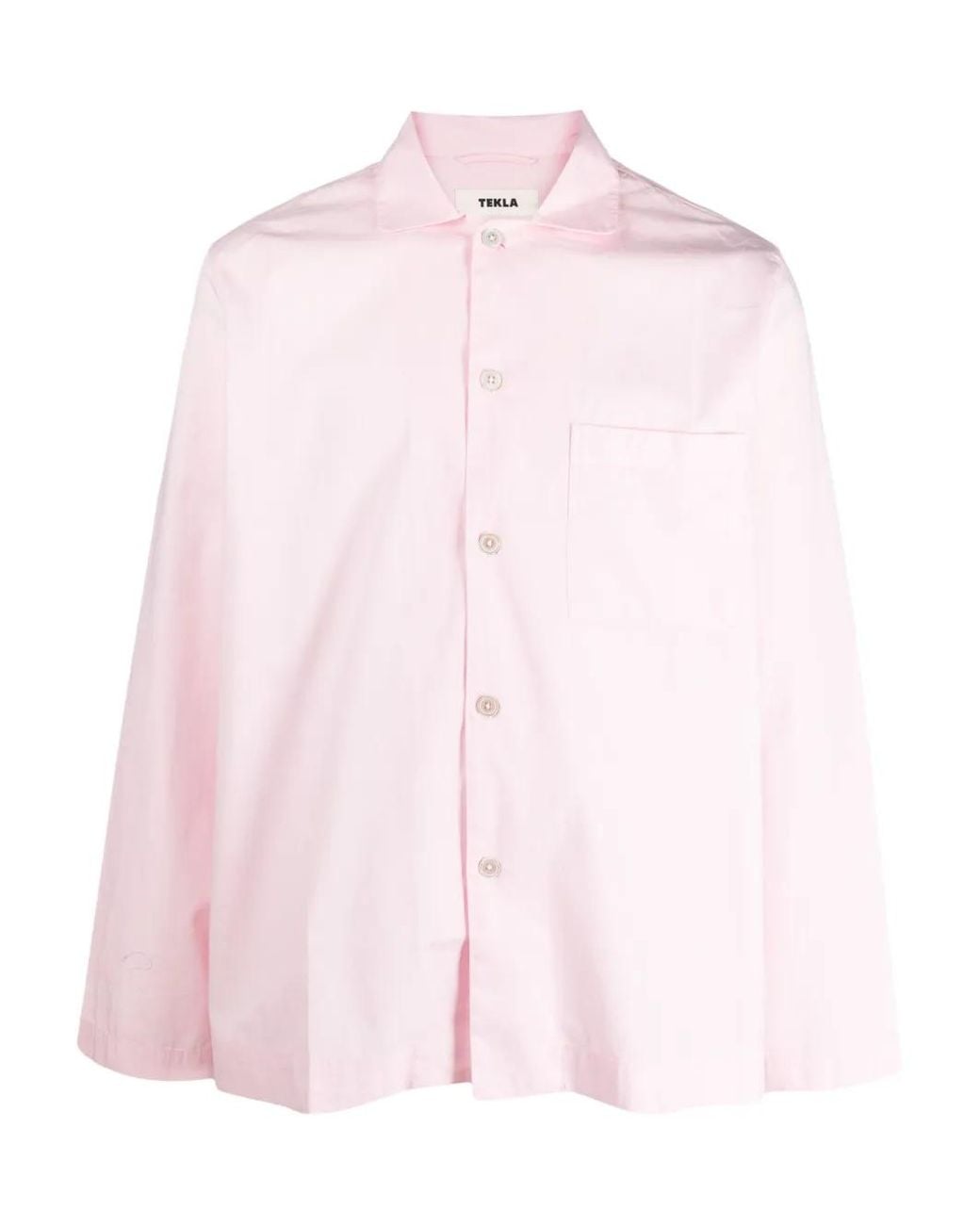 Tekla Popeline Pyjamashirt in het Pink voor heren