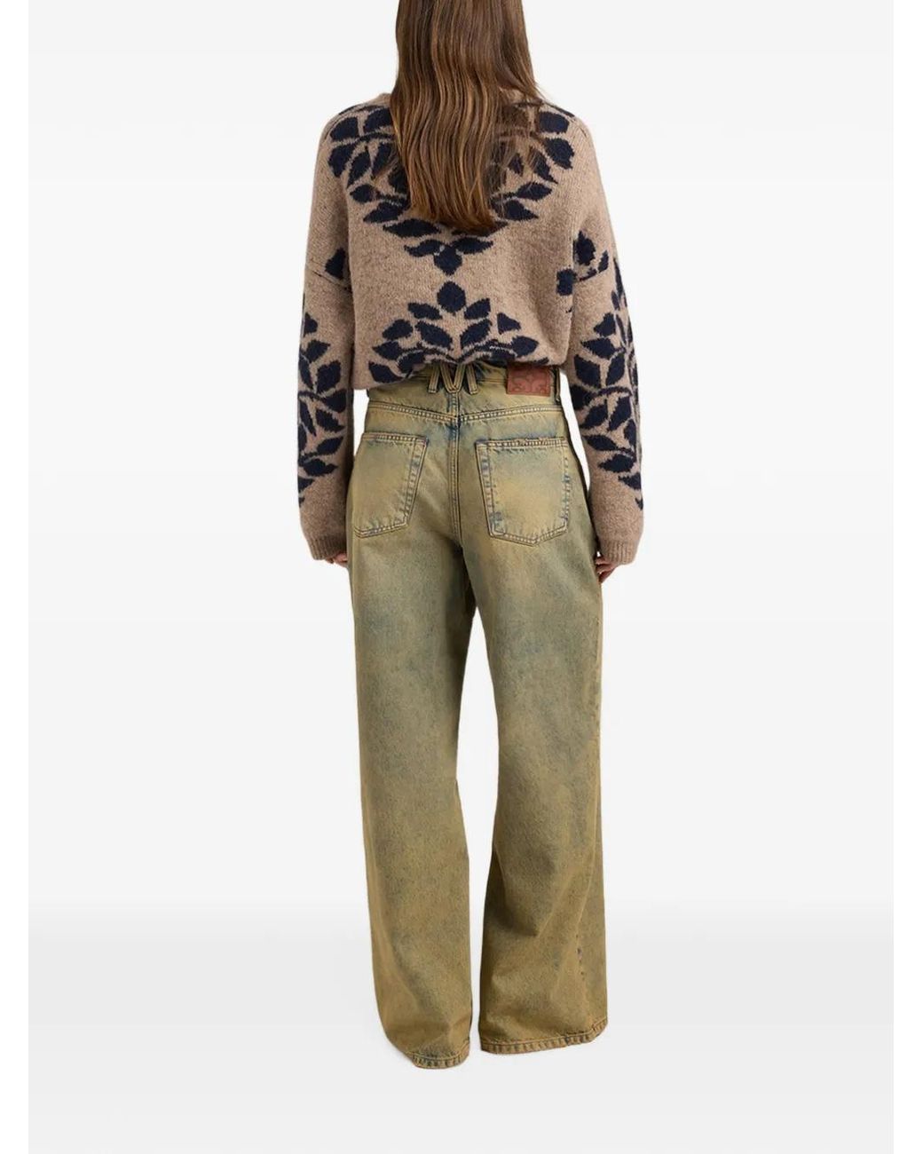 Momoní Green Aoki Wide-Leg Jeans
