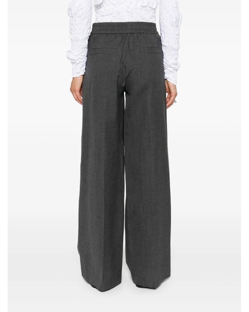 Brunello Cucinelli Gray Wide Leg Pants