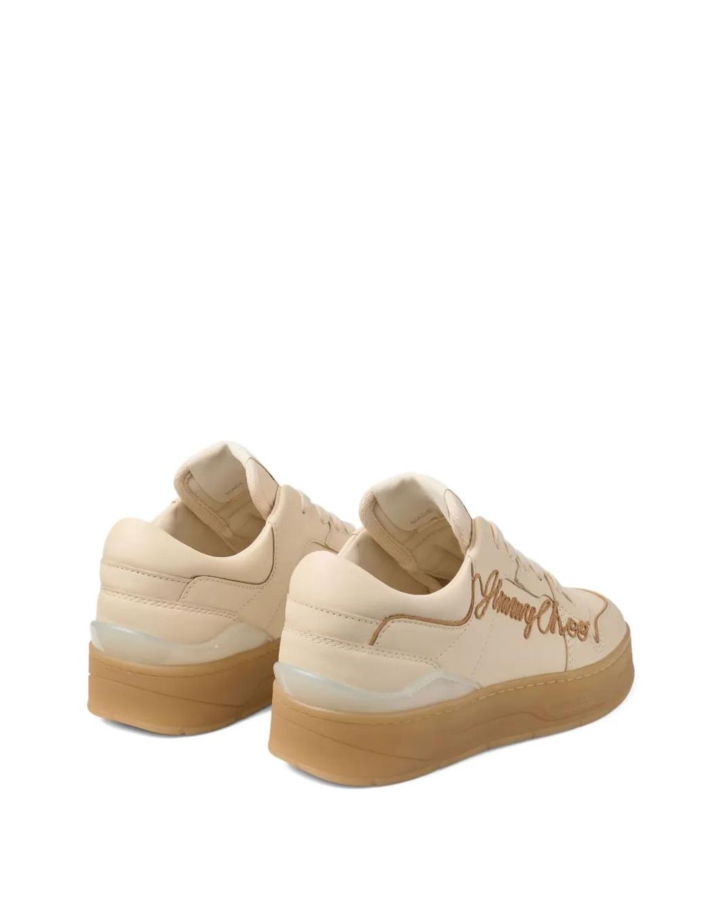 Jimmy Choo Natural Florent Embroidered Leather Sneakers
