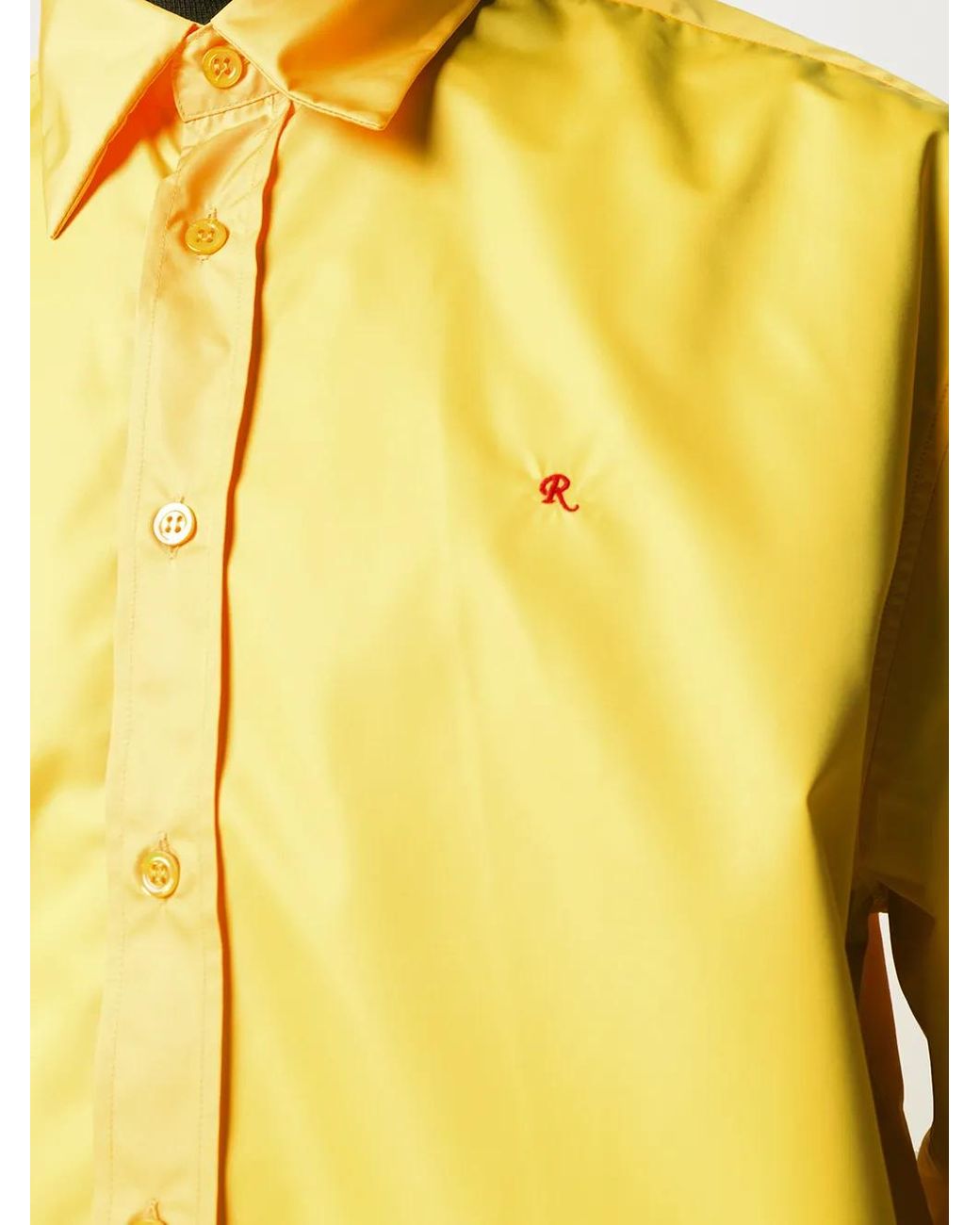 Raf Simons Yellow Embroidered Logo Buttoned Shirt for men